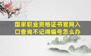 国家职业资格证书官网入口查询不记得编号怎么办