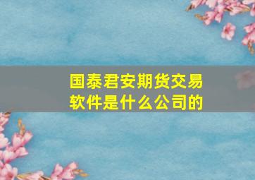 国泰君安期货交易软件是什么公司的