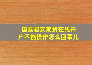 国泰君安期货在线开户不能操作怎么回事儿