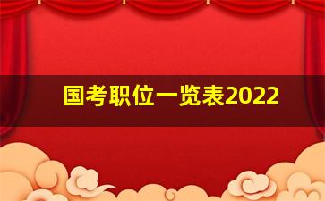 国考职位一览表2022