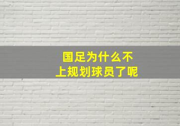 国足为什么不上规划球员了呢