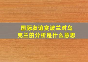 国际友谊赛波兰对乌克兰的分析是什么意思