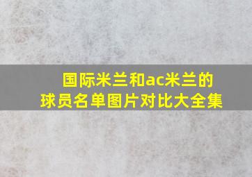 国际米兰和ac米兰的球员名单图片对比大全集