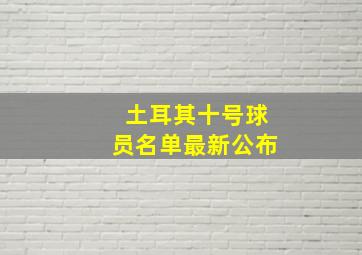 土耳其十号球员名单最新公布