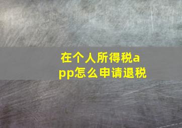 在个人所得税app怎么申请退税