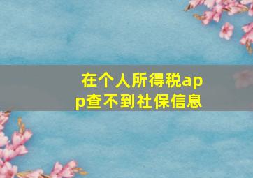 在个人所得税app查不到社保信息