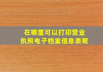 在哪里可以打印营业执照电子档案信息表呢