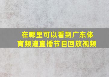 在哪里可以看到广东体育频道直播节目回放视频