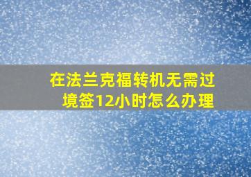 在法兰克福转机无需过境签12小时怎么办理