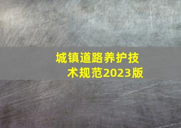 城镇道路养护技术规范2023版