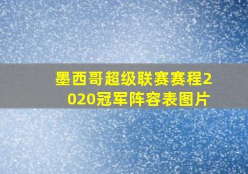 墨西哥超级联赛赛程2020冠军阵容表图片