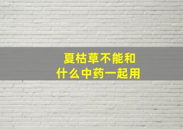 夏枯草不能和什么中药一起用