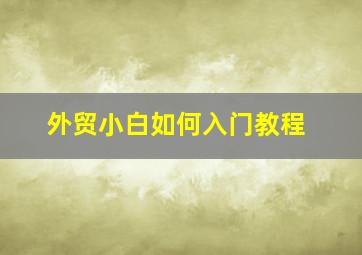 外贸小白如何入门教程