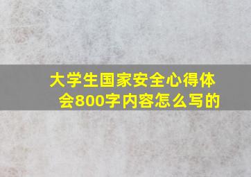 大学生国家安全心得体会800字内容怎么写的