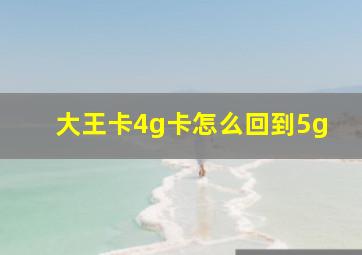 大王卡4g卡怎么回到5g