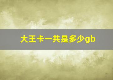 大王卡一共是多少gb