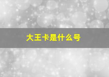 大王卡是什么号