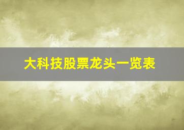 大科技股票龙头一览表