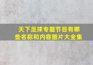 天下足球专题节目有哪些名称和内容图片大全集