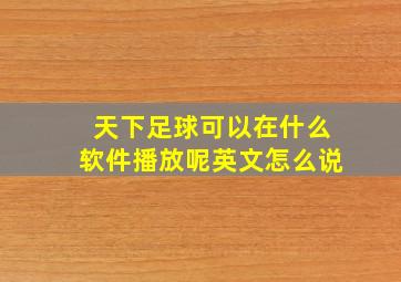 天下足球可以在什么软件播放呢英文怎么说