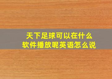 天下足球可以在什么软件播放呢英语怎么说