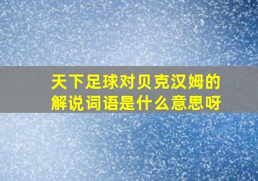 天下足球对贝克汉姆的解说词语是什么意思呀