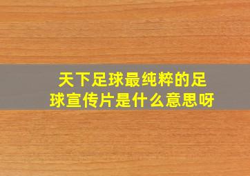 天下足球最纯粹的足球宣传片是什么意思呀