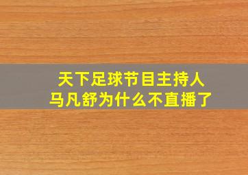 天下足球节目主持人马凡舒为什么不直播了