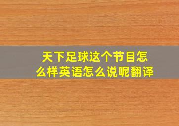 天下足球这个节目怎么样英语怎么说呢翻译