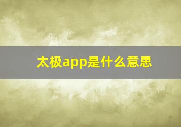 太极app是什么意思