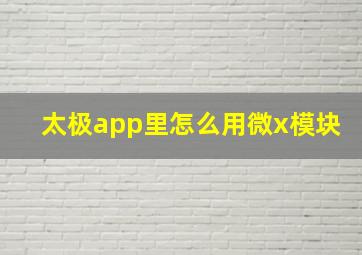 太极app里怎么用微x模块