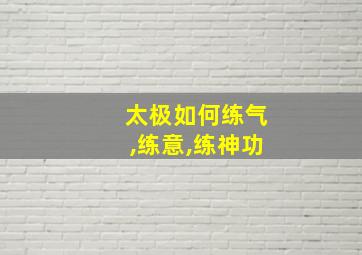 太极如何练气,练意,练神功