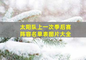 太阳队上一次季后赛阵容名单表图片大全