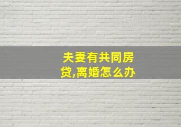 夫妻有共同房贷,离婚怎么办