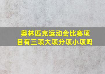 奥林匹克运动会比赛项目有三项大项分项小项吗