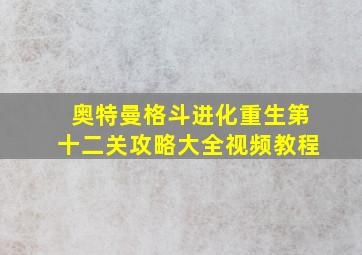 奥特曼格斗进化重生第十二关攻略大全视频教程