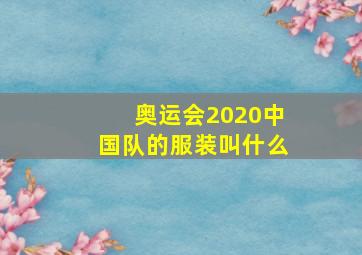 奥运会2020中国队的服装叫什么