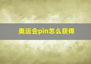 奥运会pin怎么获得