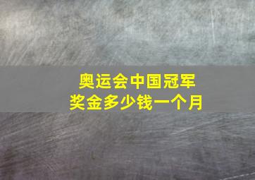 奥运会中国冠军奖金多少钱一个月