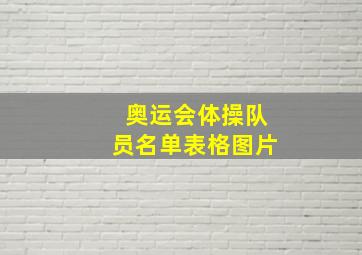 奥运会体操队员名单表格图片