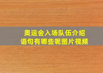 奥运会入场队伍介绍语句有哪些呢图片视频