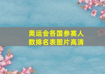 奥运会各国参赛人数排名表图片高清