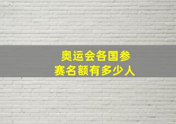 奥运会各国参赛名额有多少人