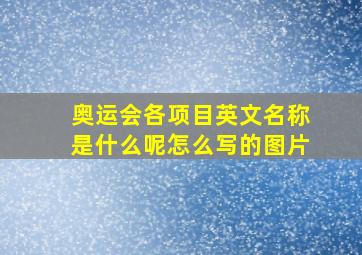 奥运会各项目英文名称是什么呢怎么写的图片