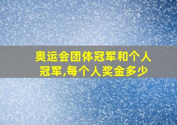 奥运会团体冠军和个人冠军,每个人奖金多少