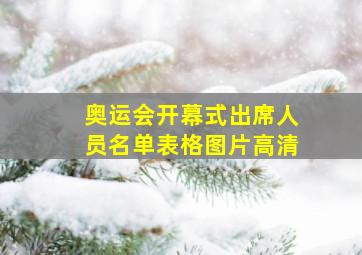 奥运会开幕式出席人员名单表格图片高清