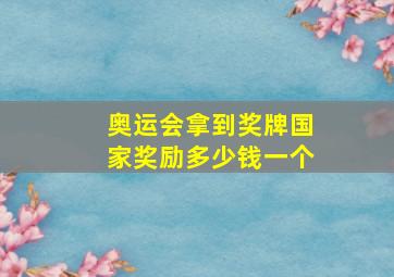 奥运会拿到奖牌国家奖励多少钱一个