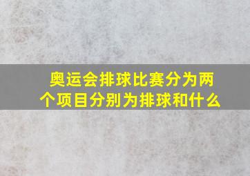 奥运会排球比赛分为两个项目分别为排球和什么