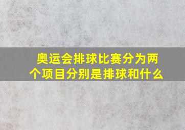 奥运会排球比赛分为两个项目分别是排球和什么