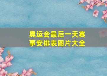 奥运会最后一天赛事安排表图片大全